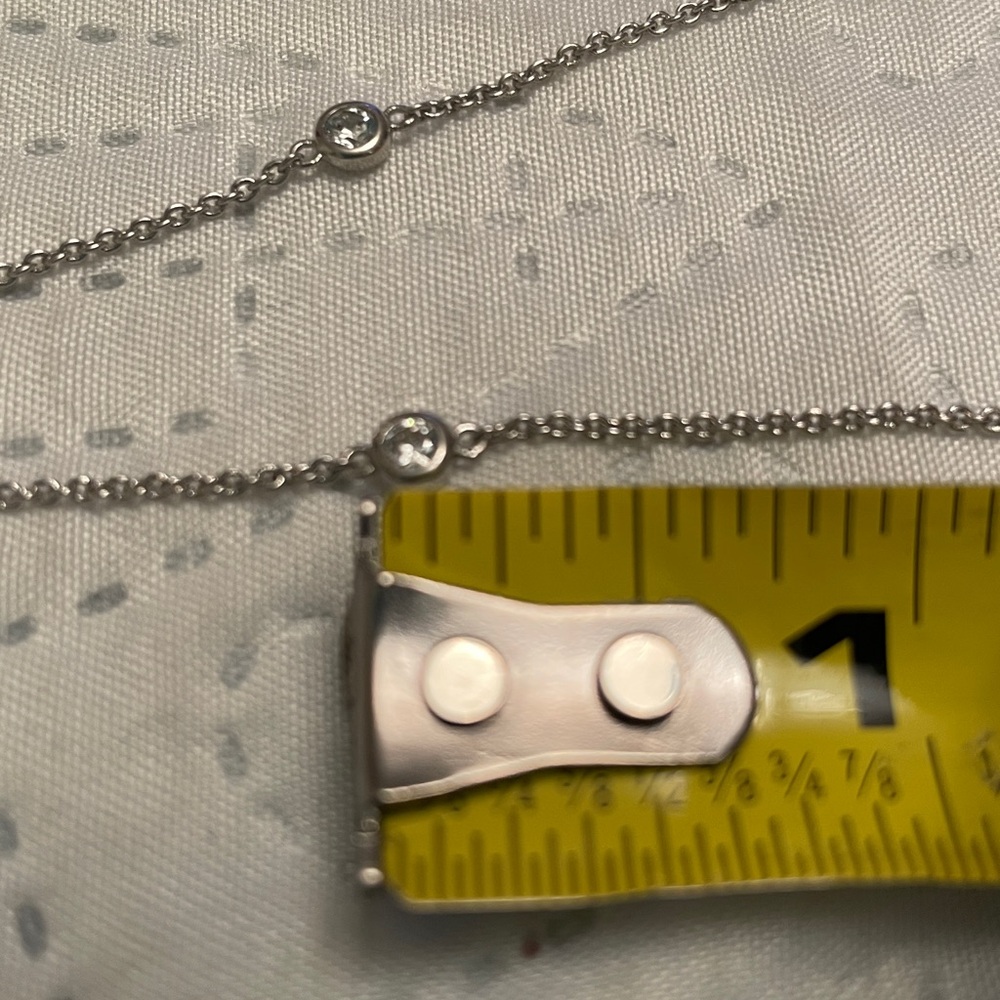 COACH Signature C Sparkle Station Necklace Silver Tone with Crystals 18”L - Picture 13 of 14